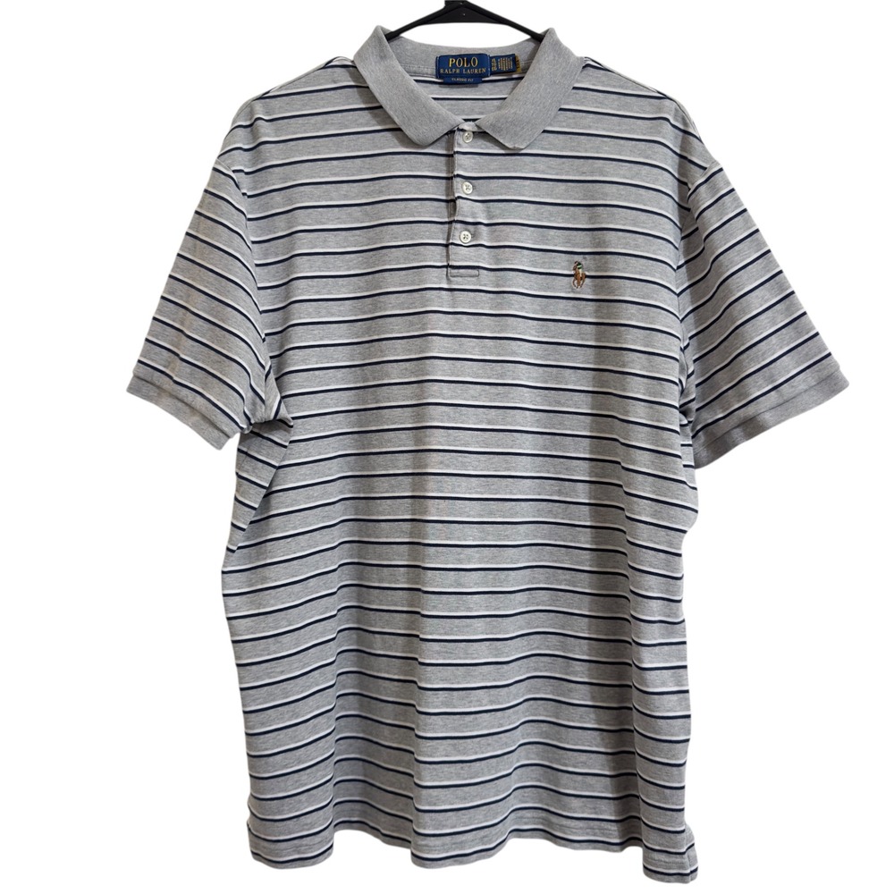 Polo Ralph Lauren Mens XL Striped Classic Fit Golf Polo Shirt‎